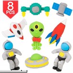 PROLOSO Pencil Erasers Outer Space Cartoon Toy Eraser Space Party Favors  B07LBS3CVB